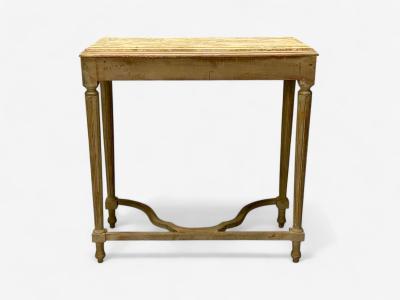 Gustavian Louis XVI Style Console Tables Distressed Grey Wood Marble France