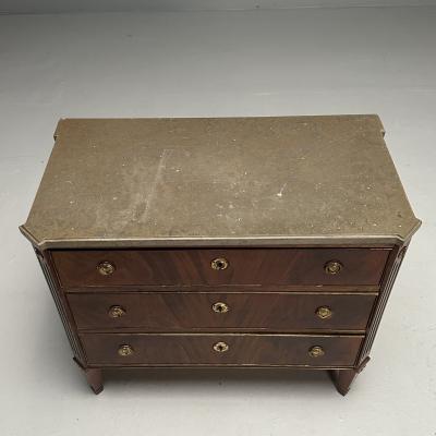 Gustavian Louis XVI Style Small Swedish Chest Brass Marble Sweden 1970s
