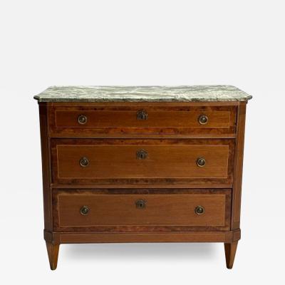 Gustavian Louis XVI Style Swedish Commode Birch Marble Brass 1950s