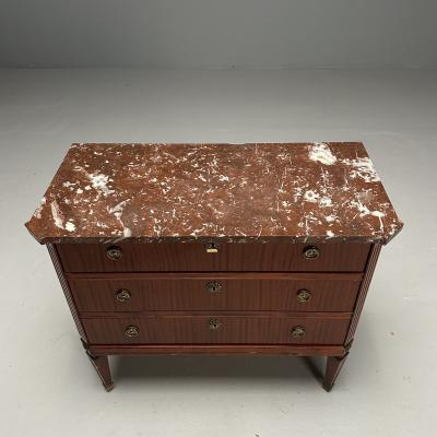 Gustavian Louis XVI Style Swedish Commode Mahogany Marble Sweden 1950s