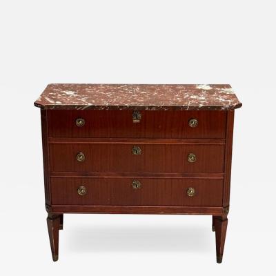 Gustavian Louis XVI Style Swedish Commode Mahogany Marble Sweden 1950s