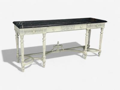 Gustavian Louis XVI Style White Painted Console Table France Marble 1910