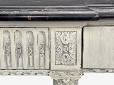 Gustavian Louis XVI Style White Painted Console Table France Marble 1910