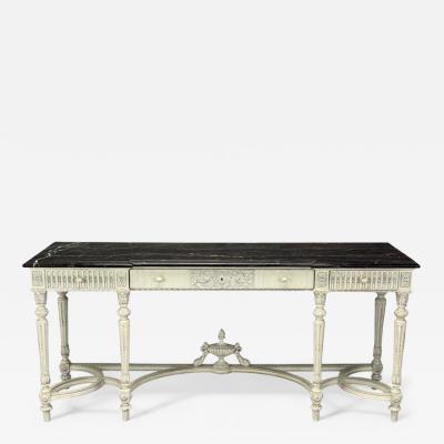 Gustavian Louis XVI Style White Painted Console Table France Marble 1910