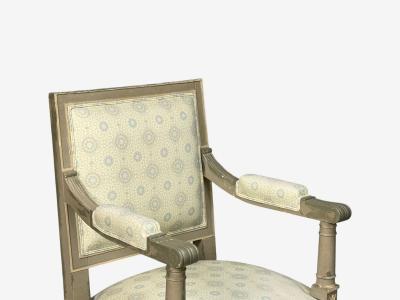 Gustavian Lounge Chairs Grey Paint Decorated Fabric Sweden 19th c 
