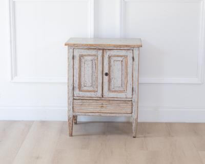 Gustavian Nightstand in Light Grey Paint circa 1830