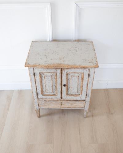 Gustavian Nightstand in Light Grey Paint circa 1830