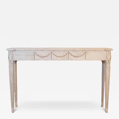 Gustavian Period 1810s Swedish Gray Painted Console Table with Carved Garlands