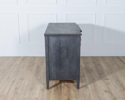 Gustavian Style Chest of Drawers in Black with Brass Hardware and Carved Details