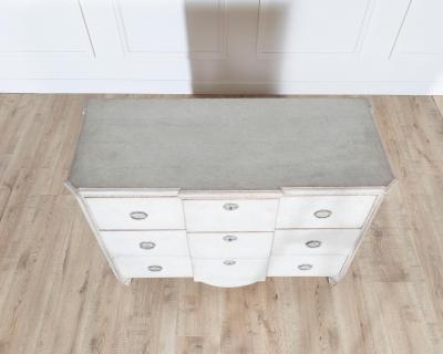 Gustavian Style Painted Chest of Drawers with Brass Handles