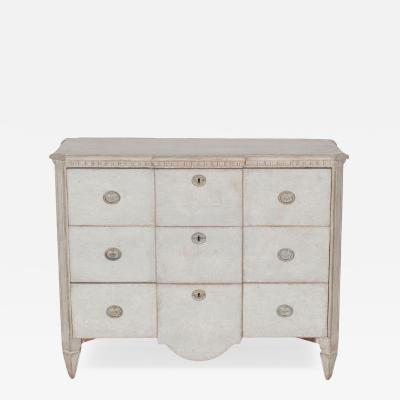Gustavian Style Painted Chest of Drawers with Brass Handles