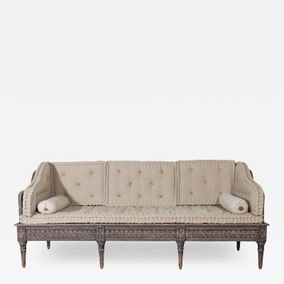 Gustavian Style Painted Tr gsofa with Carved Base circa 1920