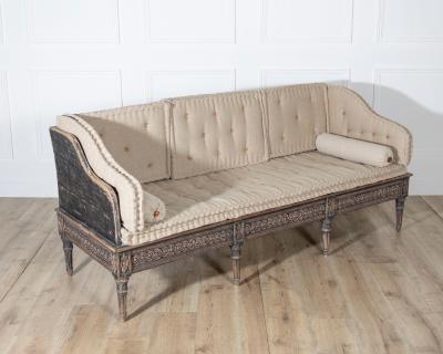 Gustavian Style Painted Tr gsofa with Carved Base circa 1920