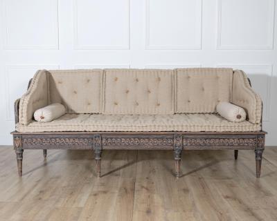 Gustavian Style Painted Tr gsofa with Carved Base circa 1920