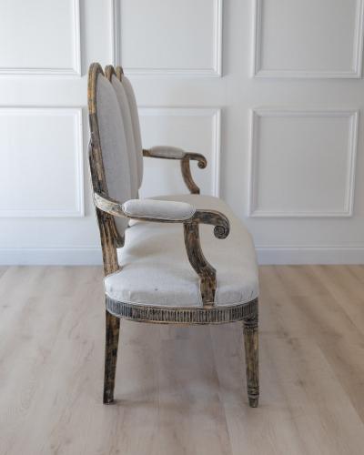 Gustavian Style Sofa in Original Black Paint circa 1880