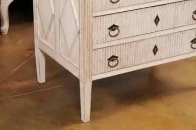 Gustavian Style Three Drawer Chest with Carved Reeded Motifs 19th Century