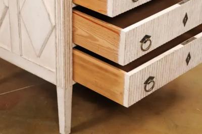 Gustavian Style Three Drawer Chest with Carved Reeded Motifs 19th Century