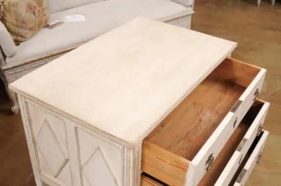 Gustavian Style Three Drawer Chest with Carved Reeded Motifs 19th Century