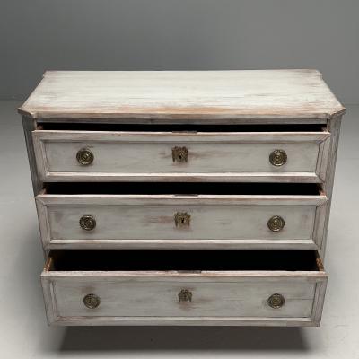 Gustavian Swedish Commode Gray Paint Distressed Brass Sweden 1800s