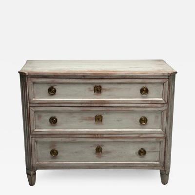 Gustavian Swedish Commode Gray Paint Distressed Brass Sweden 1800s