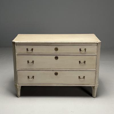 Gustavian Swedish Commode Gray Paint Distressed Brass Sweden 1900s