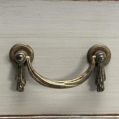 Gustavian Swedish Commode Gray Paint Distressed Brass Sweden 1900s