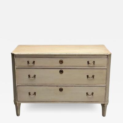 Gustavian Swedish Commode Gray Paint Distressed Brass Sweden 1900s