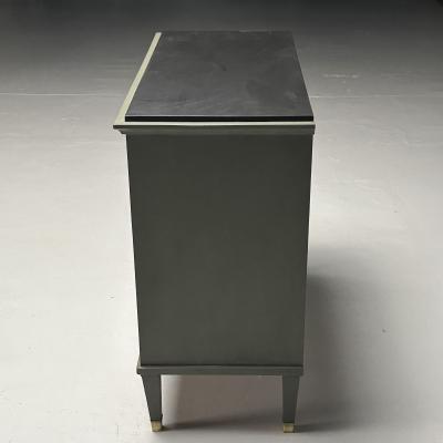 Gustavian Swedish Commode Green Paint Pinewood Brass Sweden 1970s