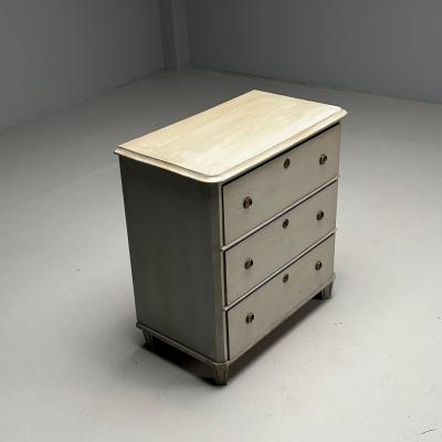 Gustavian Swedish Commode Grey Paint Distressed Brass Sweden 1930s