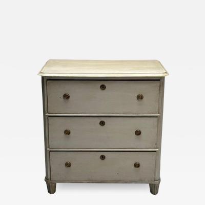 Gustavian Swedish Commode Grey Paint Distressed Brass Sweden 1930s