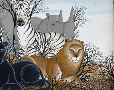 Gustavo Novoa Leopard Panther Lion Elephant Zebra Rhino Peaceable Kingdom
