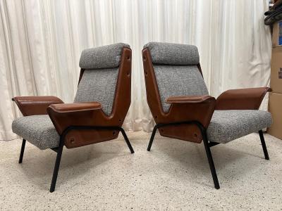 Gustavo Pulitzer Finali Pair of Alba Stitched Leather Lounge Chairs by Gustavo Pulitzer for Arflex
