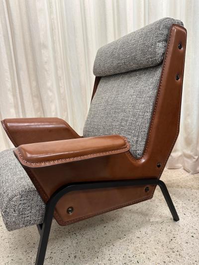 Gustavo Pulitzer Finali Pair of Alba Stitched Leather Lounge Chairs by Gustavo Pulitzer for Arflex