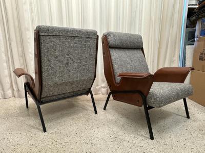 Gustavo Pulitzer Finali Pair of Alba Stitched Leather Lounge Chairs by Gustavo Pulitzer for Arflex