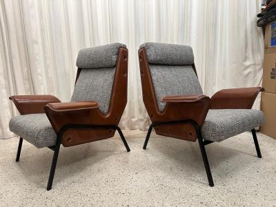 Gustavo Pulitzer Finali Pair of Alba Stitched Leather Lounge Chairs by Gustavo Pulitzer for Arflex