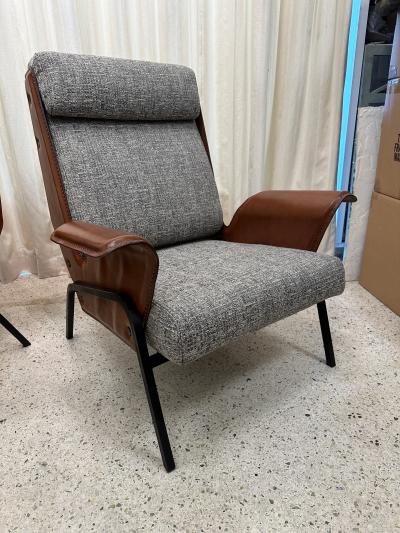 Gustavo Pulitzer Finali Pair of Alba Stitched Leather Lounge Chairs by Gustavo Pulitzer for Arflex