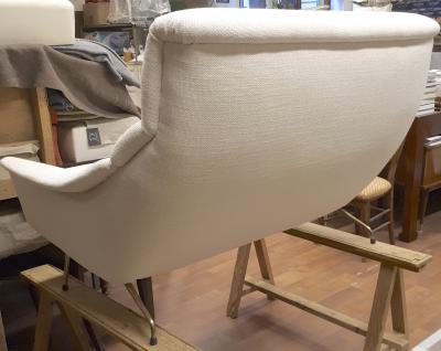 Guy Besnard Guy Besnard Fifties Comfy Couch Newly Covered in Canvas Cloth