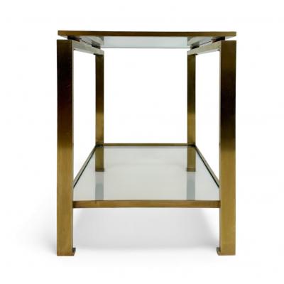 Guy LeFevre Brass and Glass Side Table by Guy Le Fevre