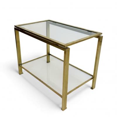Guy LeFevre Brass and Glass Side Table by Guy Le Fevre