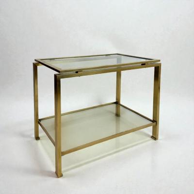 Guy LeFevre Brass and Glass Side Table by Guy Le Fevre