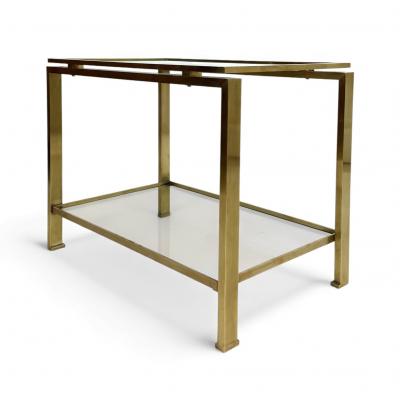 Guy LeFevre Brass and Glass Side Table by Guy Le Fevre
