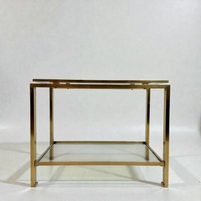 Guy LeFevre Brass and Glass Side Table by Guy Le Fevre