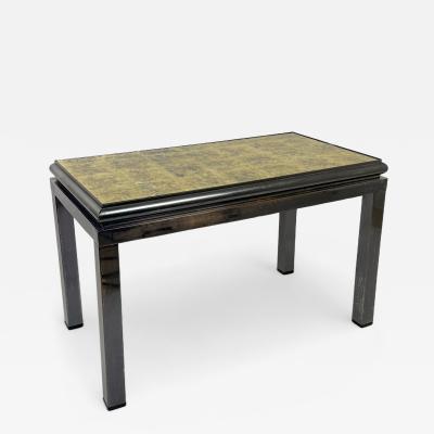 Guy LeFevre French Mid Century Coffee Table with Gilded Glass Top by Guy Lefevre