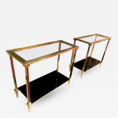 Guy LeFevre Guy Lefevre Refined Pair of Two Tiers Side Tables with Bronze Pure Hardware