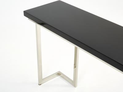 Guy LeFevre Guy Lefevre for Maison Jansen black lacquer chrome console table 1970s