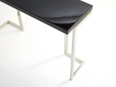 Guy LeFevre Guy Lefevre for Maison Jansen black lacquer chrome console table 1970s