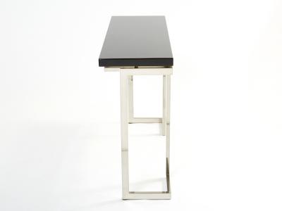 Guy LeFevre Guy Lefevre for Maison Jansen black lacquer chrome console table 1970s