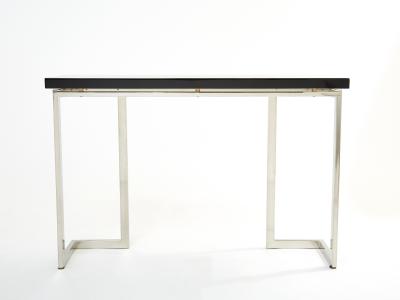 Guy LeFevre Guy Lefevre for Maison Jansen black lacquer chrome console table 1970s