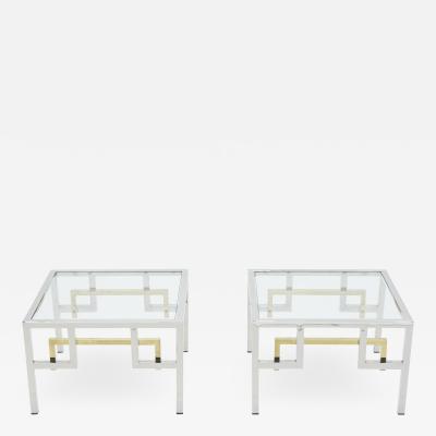 Guy LeFevre Mid century Brass chrome side tables by Guy Lefevre for Maison Jansen 1970s