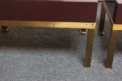 Guy LeFevre Pair of French Lacquered Mahogany and Brass Low Nightstands by Guy Lef vre